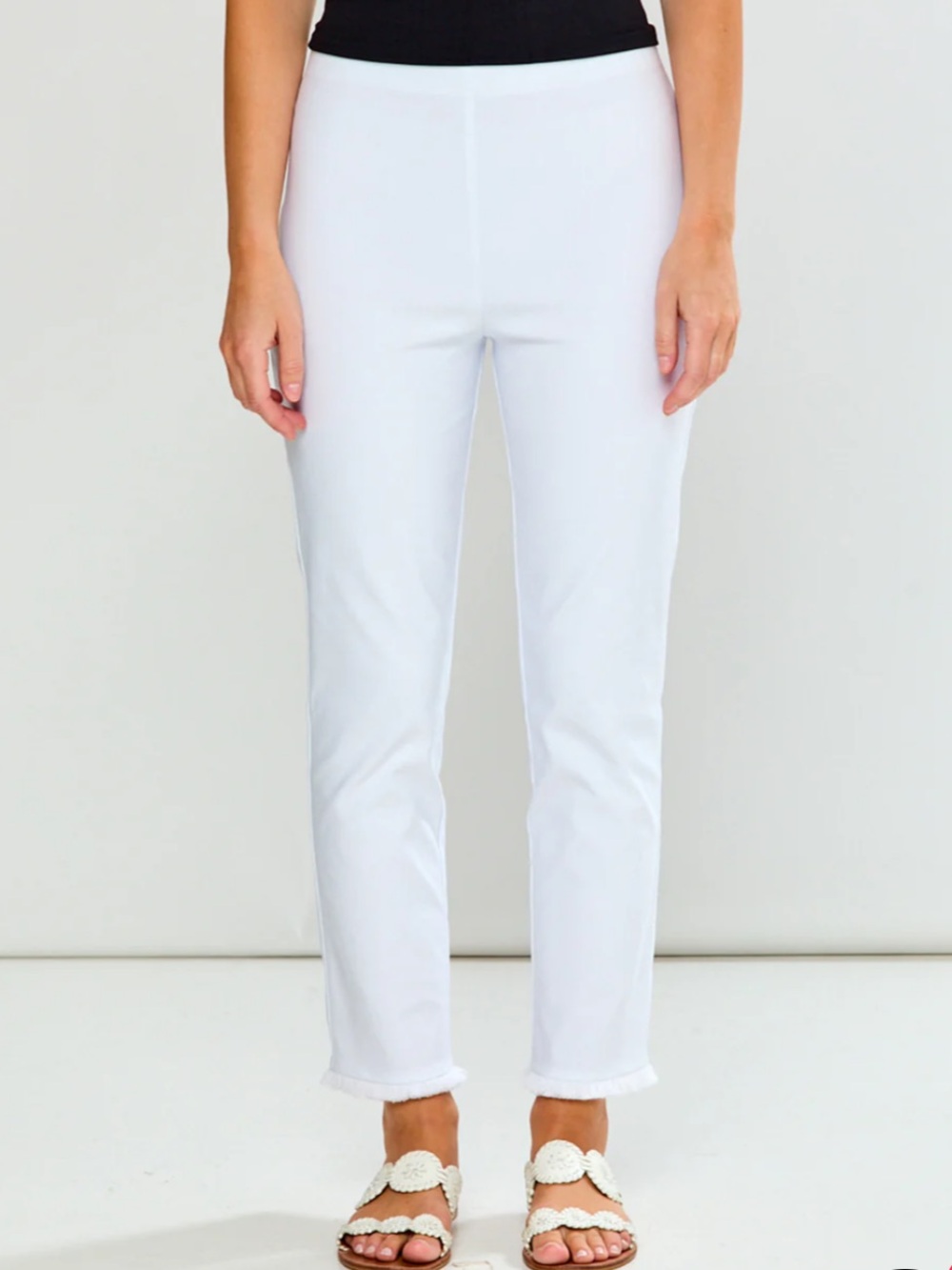 Sara Campbell The Sheri Pant with Fringe White Frayed Hem Ankle Pants
